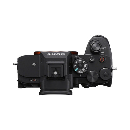 Sony a7R V Kamera, Oberseite mit Drehreglern, Moduswähler und Schaltern
