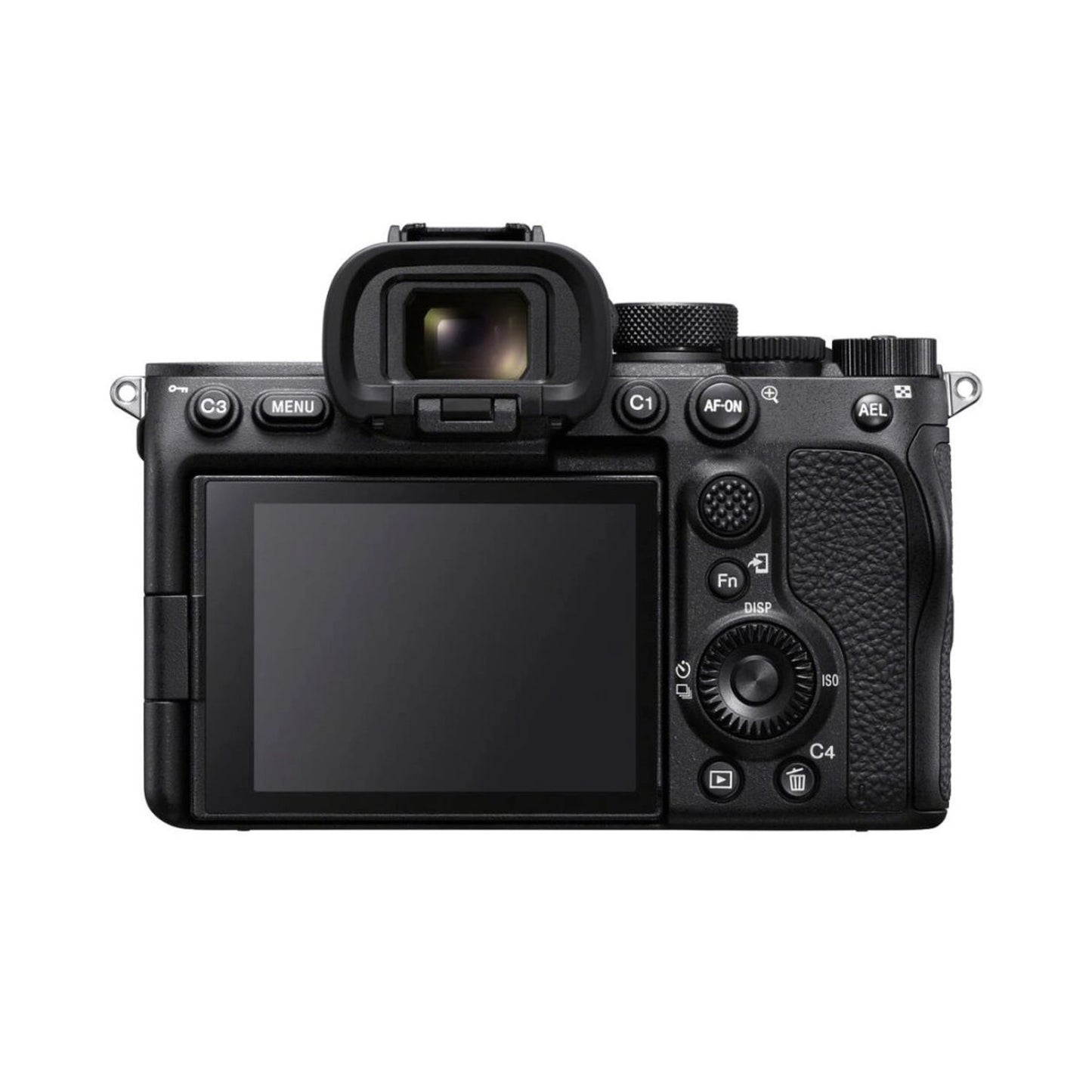 Sony a7S III mirrorless camera rear view with LCD screen and control dials