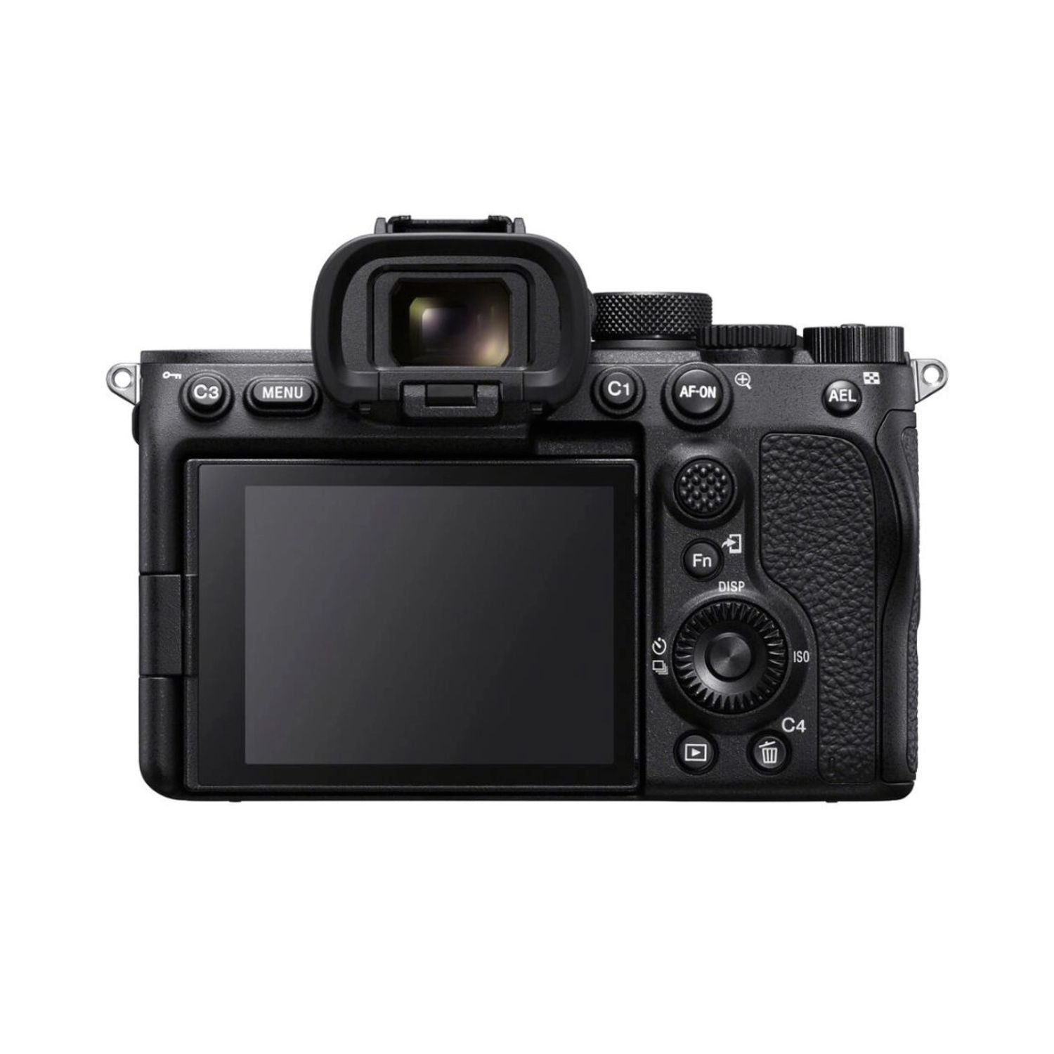 Sony a7S III mirrorless camera rear view with LCD screen and control dials