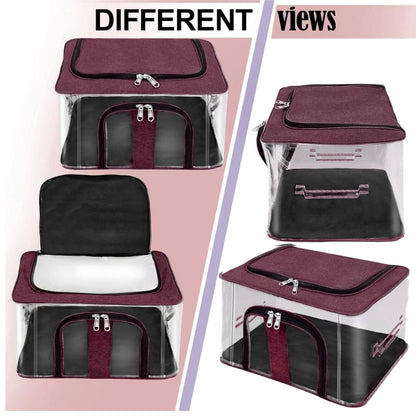 Nylon 33 L PVC transparent storage box—front access and lid shown from different angles