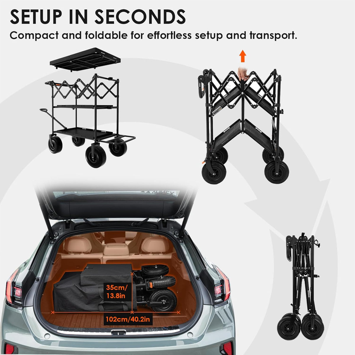 Titanrig Cart Pro folding in a car boot