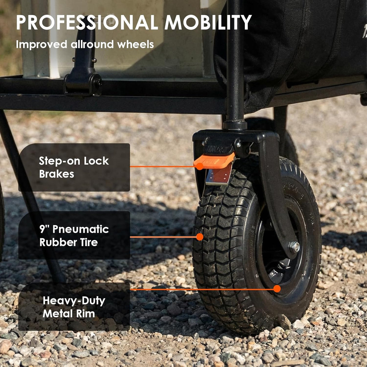 Titanrig Cart Pro inflatable tyre with foot brake