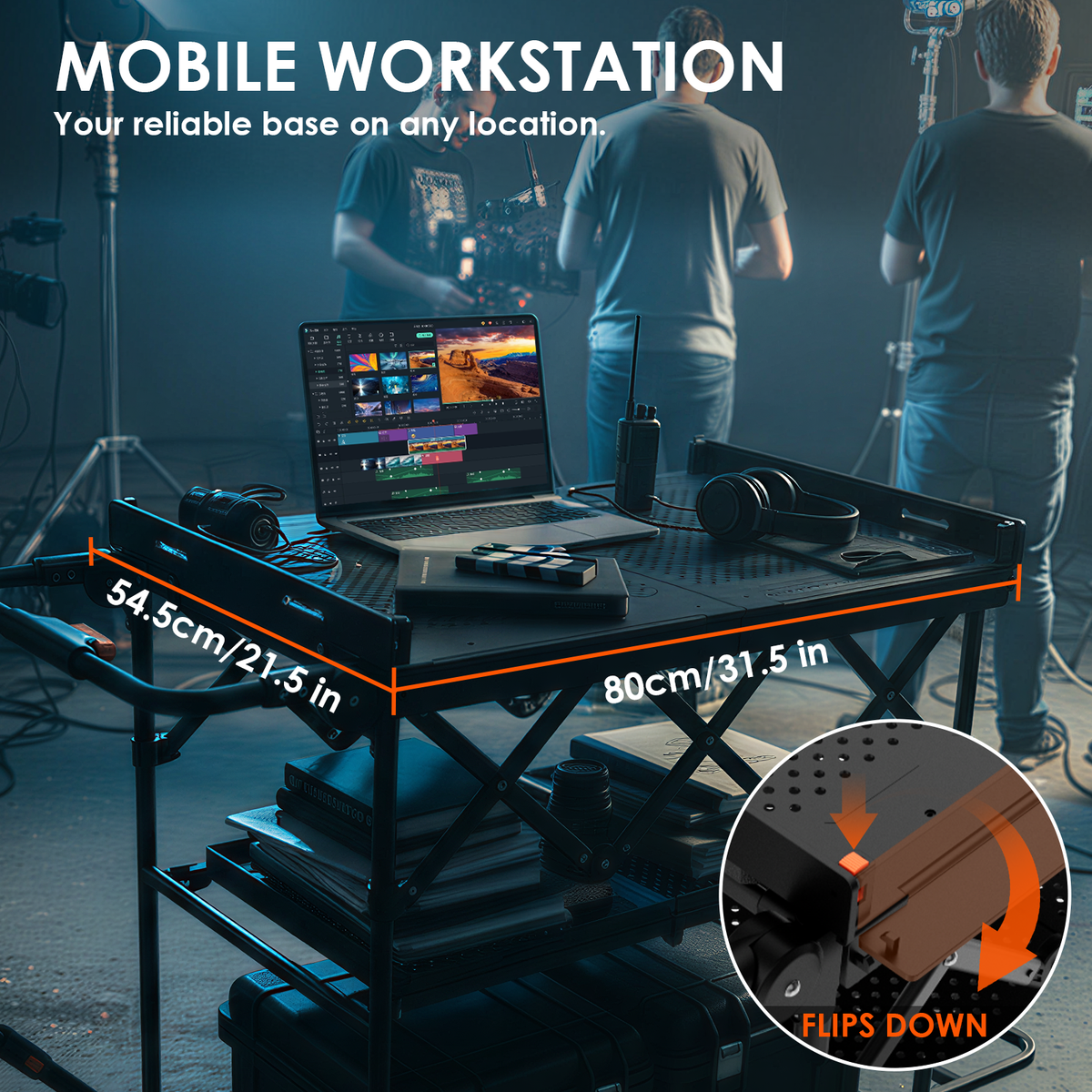Titanrig Cart Pro workstation board with laptop in use