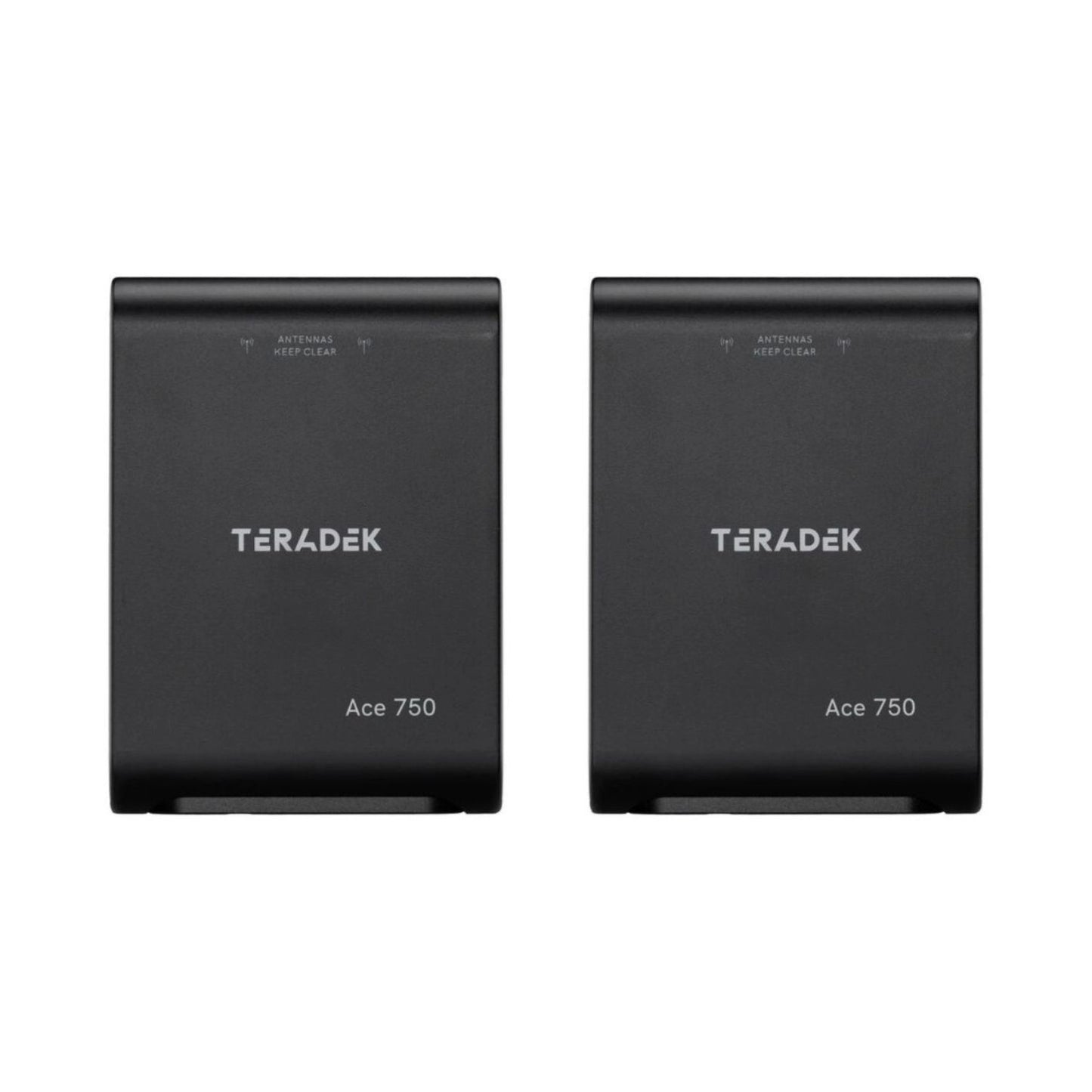 Teradek Ace 750, set of black wireless HDMI TX/RX units, front view