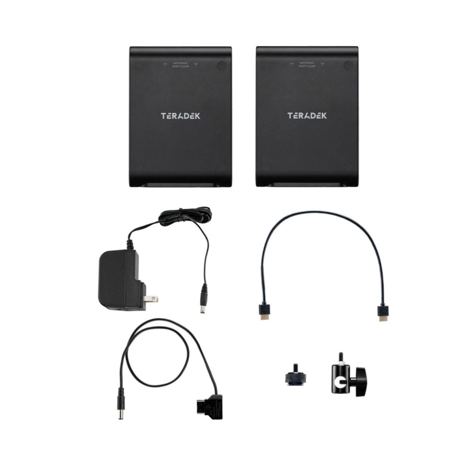 Ace 750 kit: two wireless HDMI units with power adapter, cables, and mounting hardware