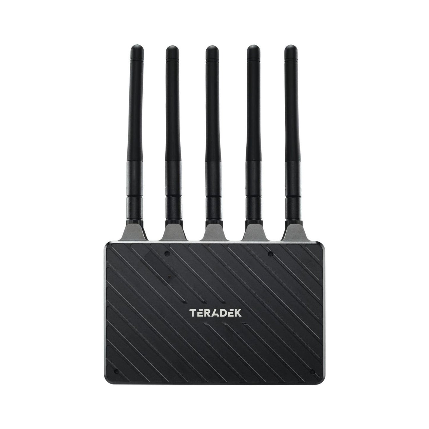 Teradek Bolt 4K LT 3G-SDI receiver with five black antennas, front panel view