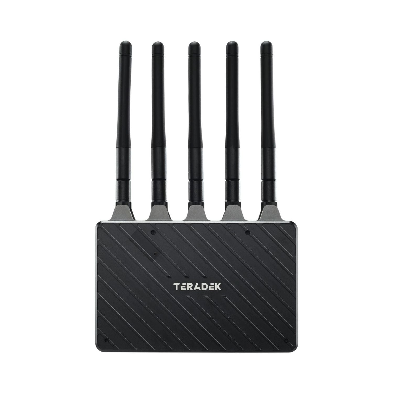 Teradek Bolt 4K LT 3G-SDI receiver with five black antennas, front panel view