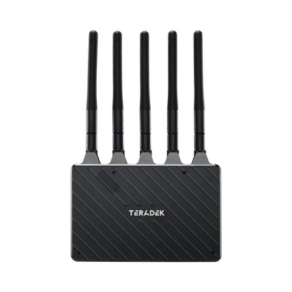 Teradek Bolt 4K LT 3G-SDI receiver with five black antennas, front panel view
