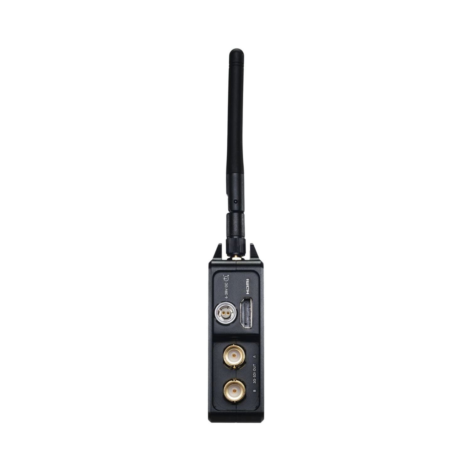 Bolt 4K LT 3G-SDI receiver side panel with ports and one vertical antenna