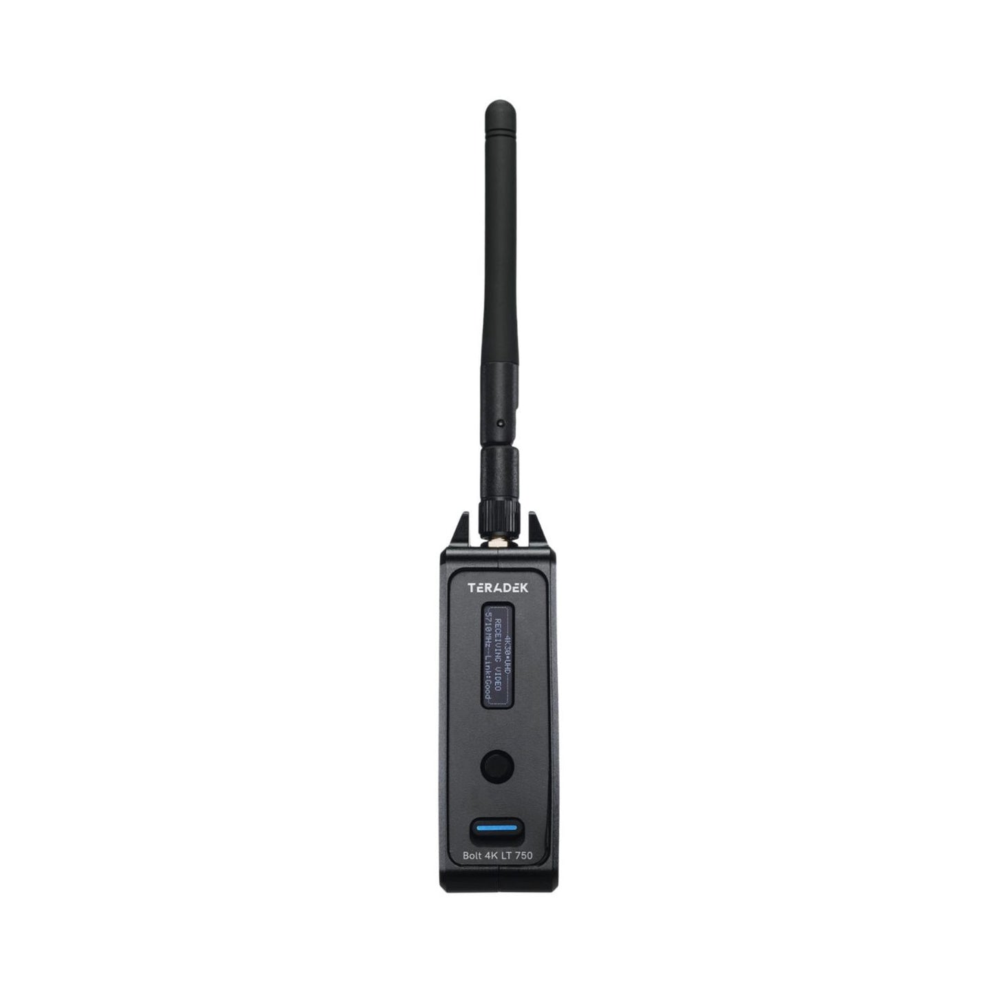 Bolt 4K LT 3G-SDI receiver rear side with antenna and label area