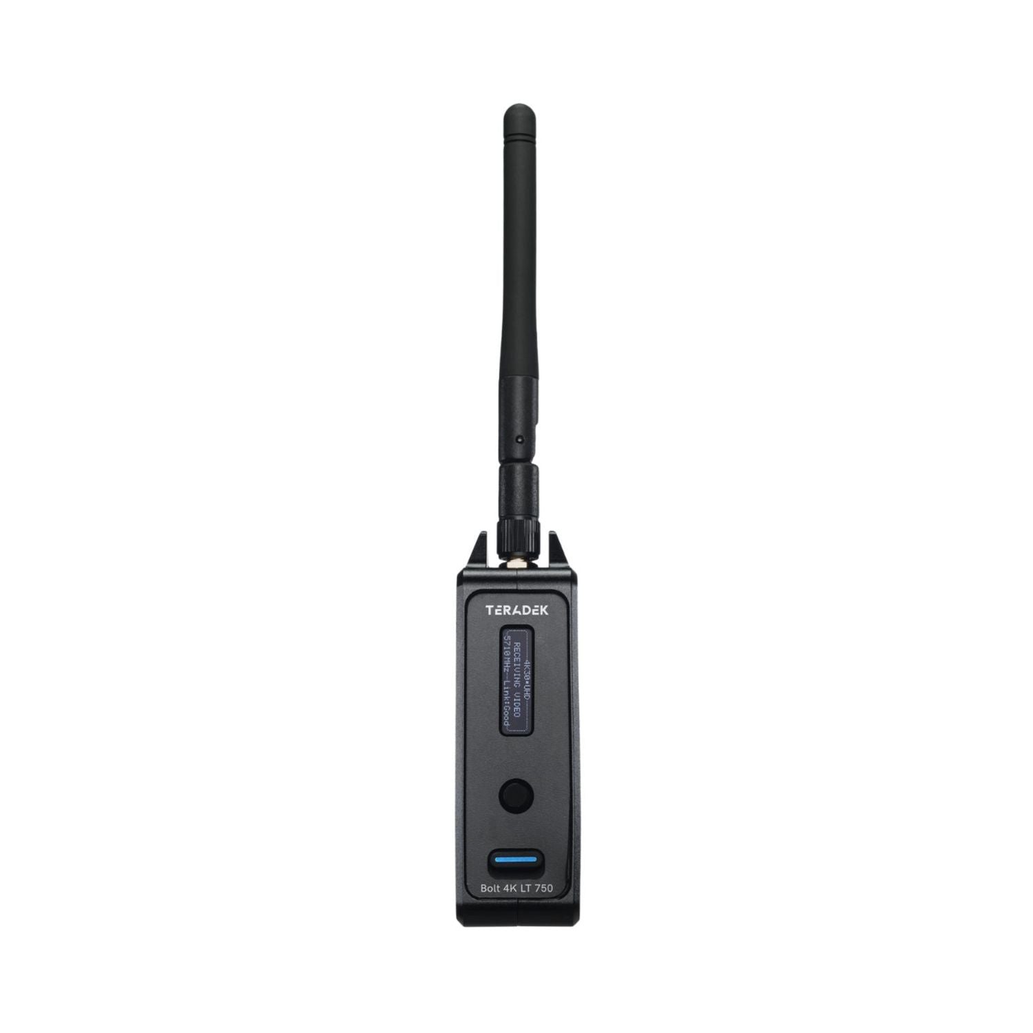 Bolt 4K LT 3G-SDI receiver rear side with antenna and label area