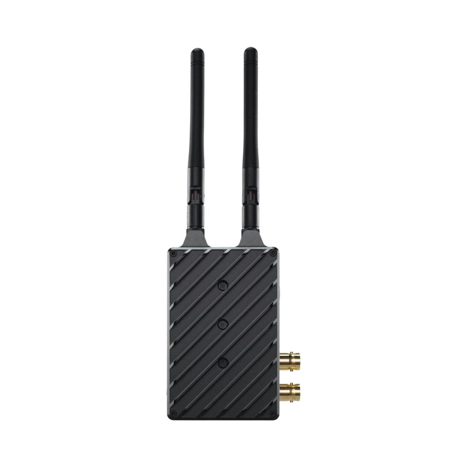 4K 3G-SDI Sender mit zwei Antennen, Frontseite mit Befestigungspunkten