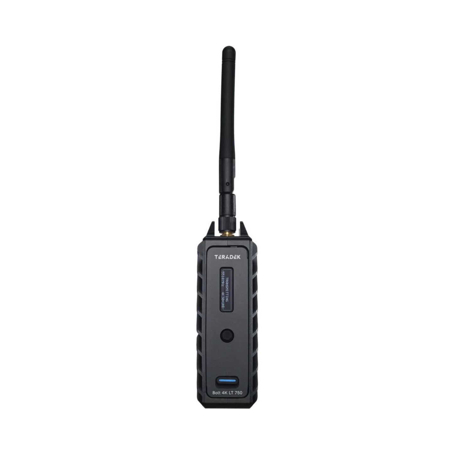 4K 3G-SDI Sender, Rückseite mit Antenne und Modell-/Serienaufdruck