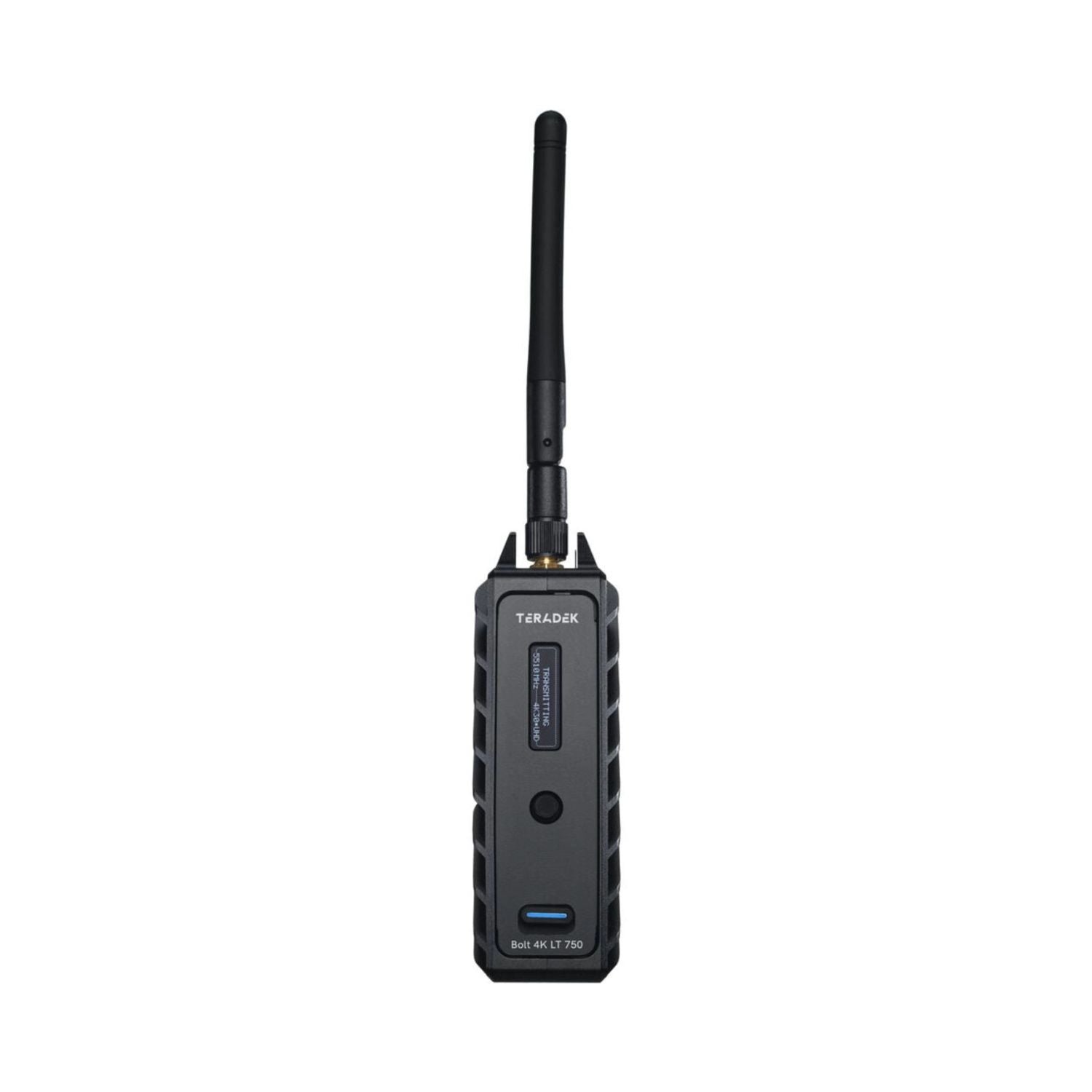 4K 3G-SDI Sender, Rückseite mit Antenne und Modell-/Serienaufdruck