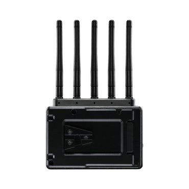 Wireless receiver rear view with four antennas and mounting panel