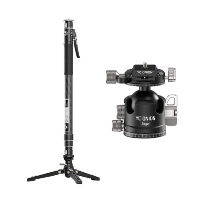 Bagel BF44 ball head with quick-release mount and adjustable knobs, black metal