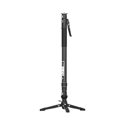 Carbon fiber monopod with FH60 fluid head and pedal base, standing upright