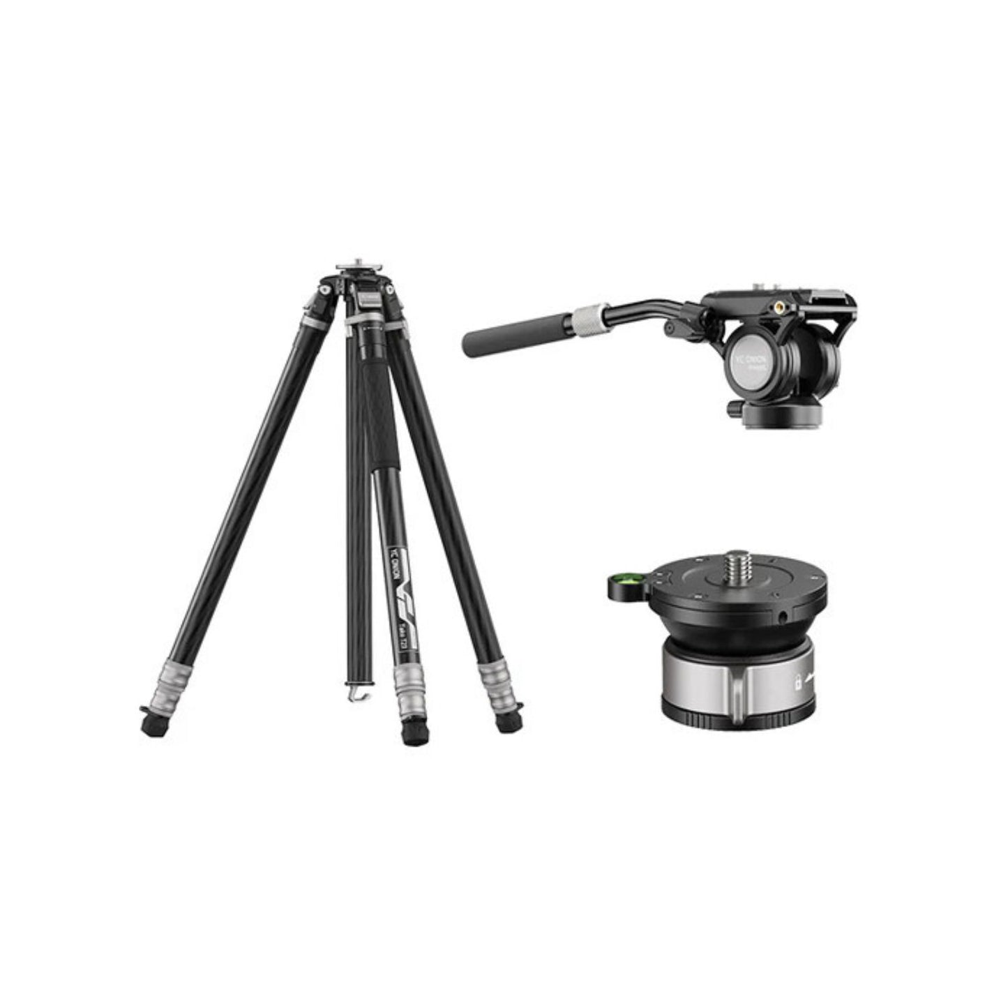 Tripod Takо con cabeza de plato 52 mm y soporte fluido FH60S, negro y plata