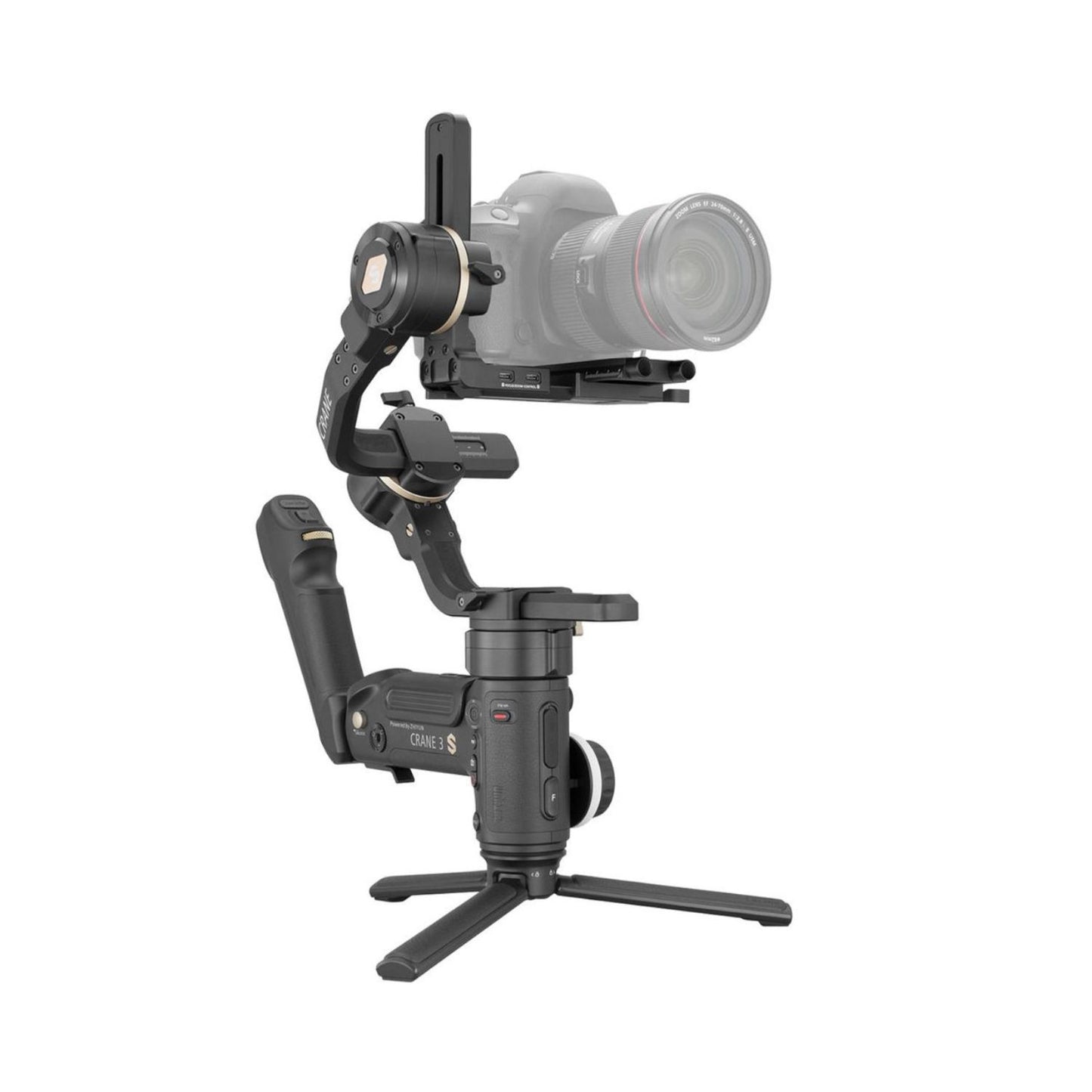Zhiyun CRANE 3S handheld stabilizer with camera mount and tripod feet