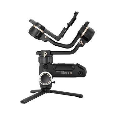Handheld stabilizer with extended arm, dual camera mounts and base