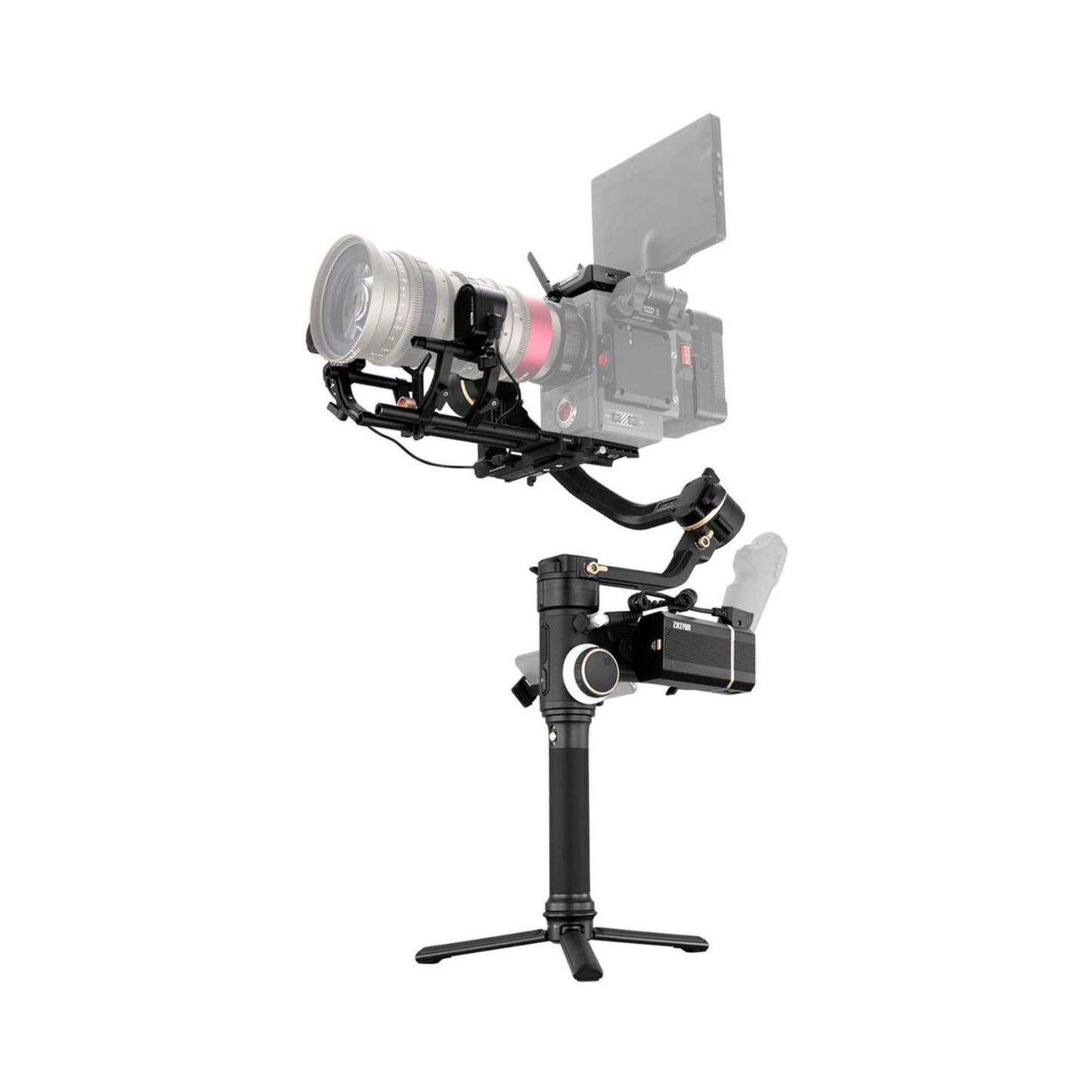 Zhiyun CRANE 3S PRO handheld stabilizer with camera mounted and control grip