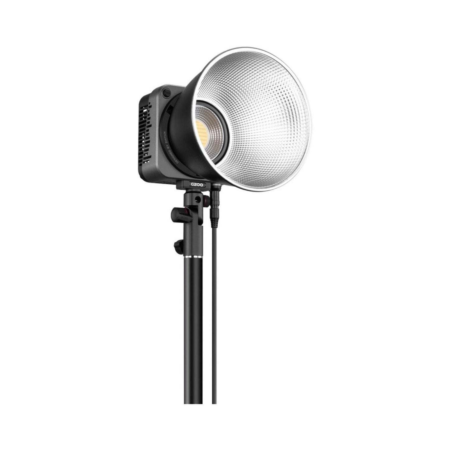 Bi-color LED monolight angled view with silver reflector and side vent grille