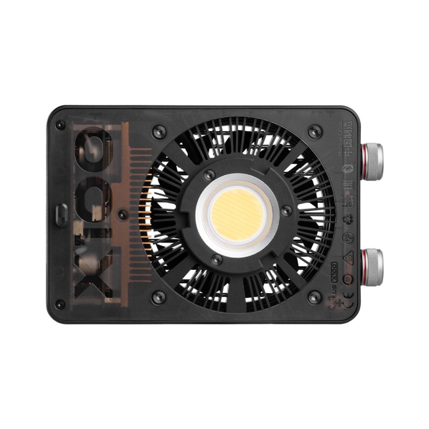 Pocket COB monolight front panel with bi-color LED and vented grille