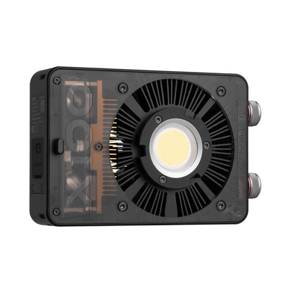Pocket COB monolight rear panel with heatsink grill and dual side connectors