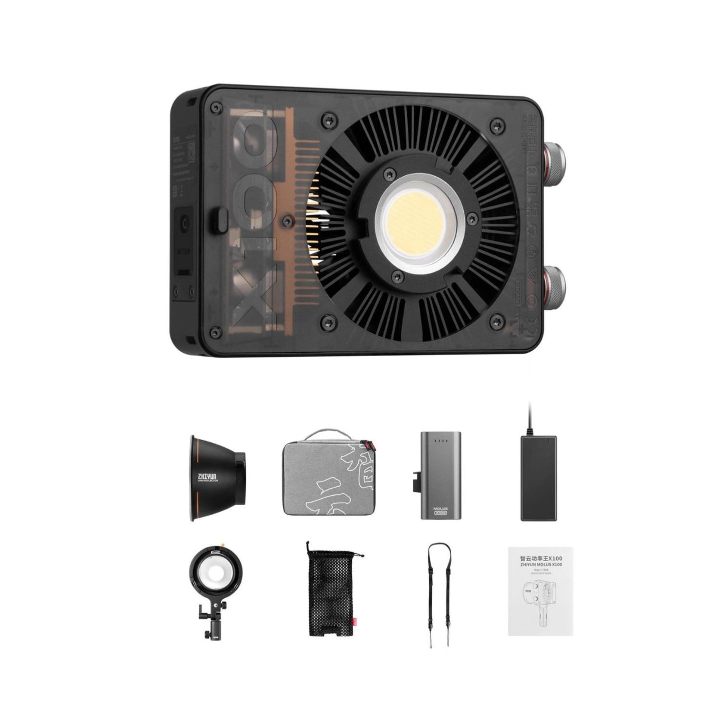 Bi-color Pocket COB monolight combo kit with accessories and carry case