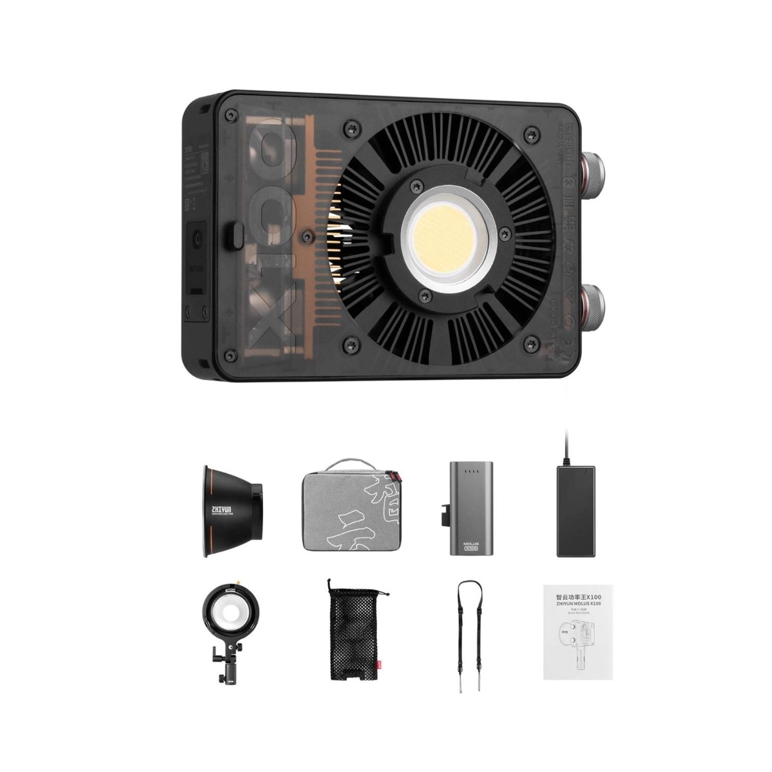 Bi-color Pocket COB monolight combo kit with accessories and carry case