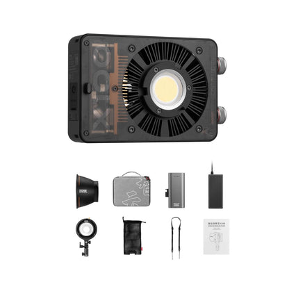 Bi-color Pocket COB monolight combo kit with accessories and carry case