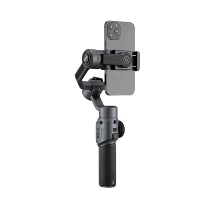 Smartphone-Gimbal mit Handyhalter im Hochformat und umklappbarem Kamerakopf
