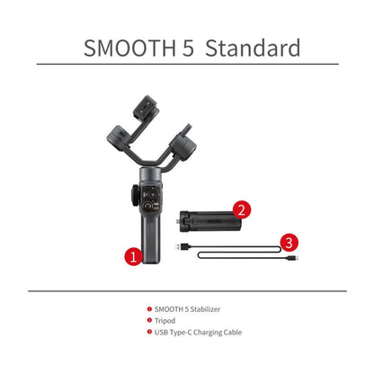 Smooth 5 Standard: Gimbal, Stativ und USB-C-Ladekabel