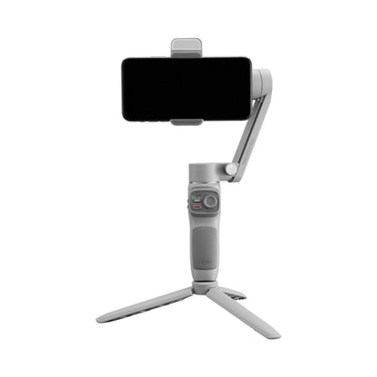 Smooth-Q3 smartphone gimbal, gray handle with fold-out tripod legs