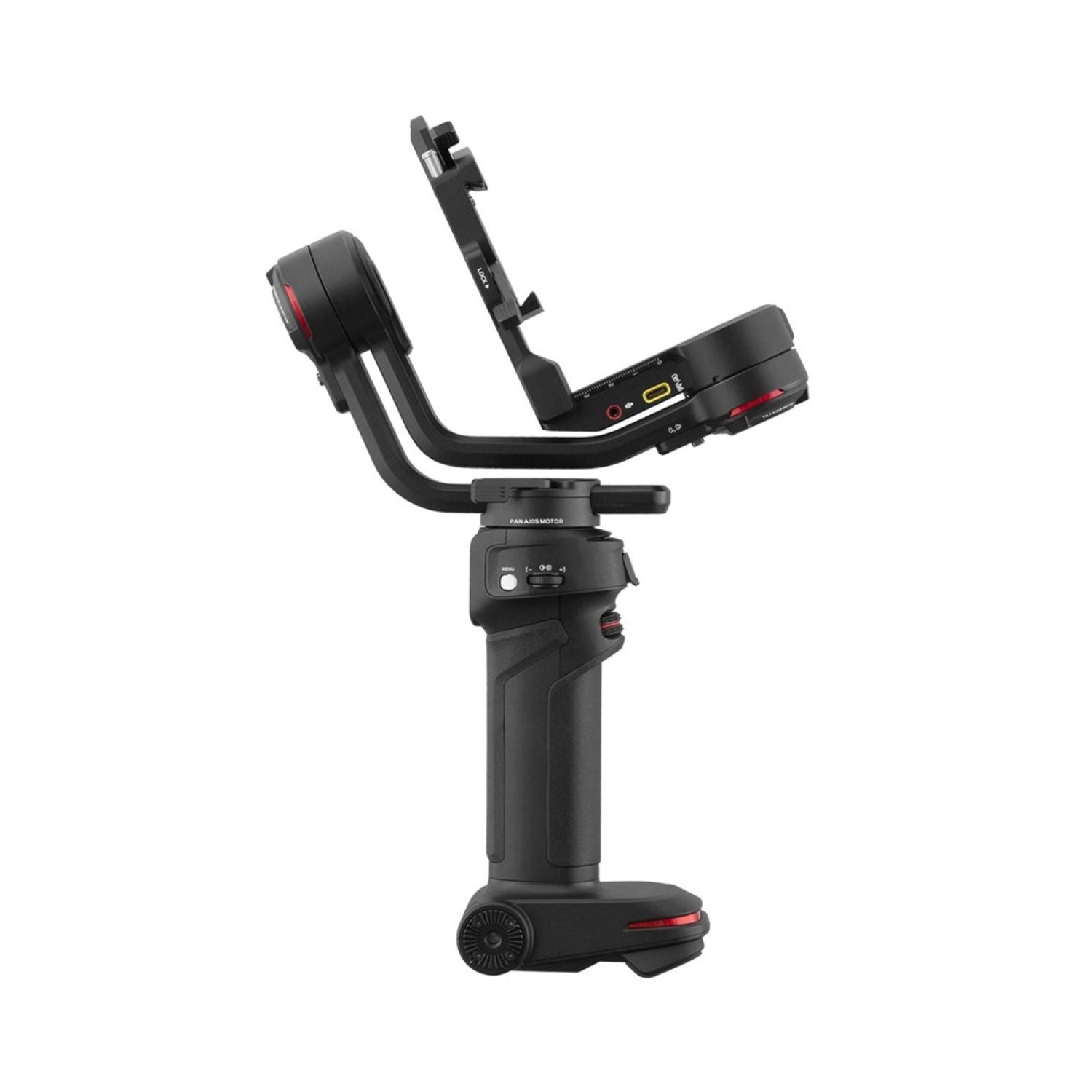 WEEBILL-3 gimbal stabilizer side view with curved arm and control panel