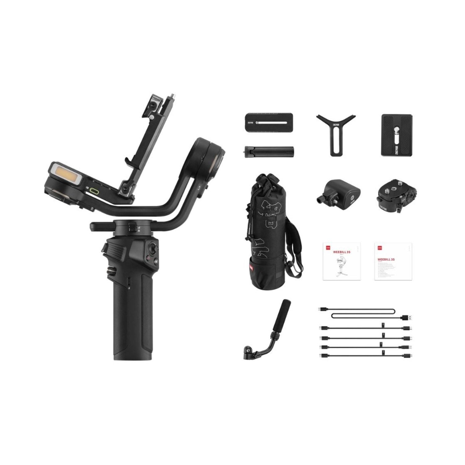 Zhiyun WEEBILL-3 S gimbal kit with strap bag, handle, mounting plates and cables
