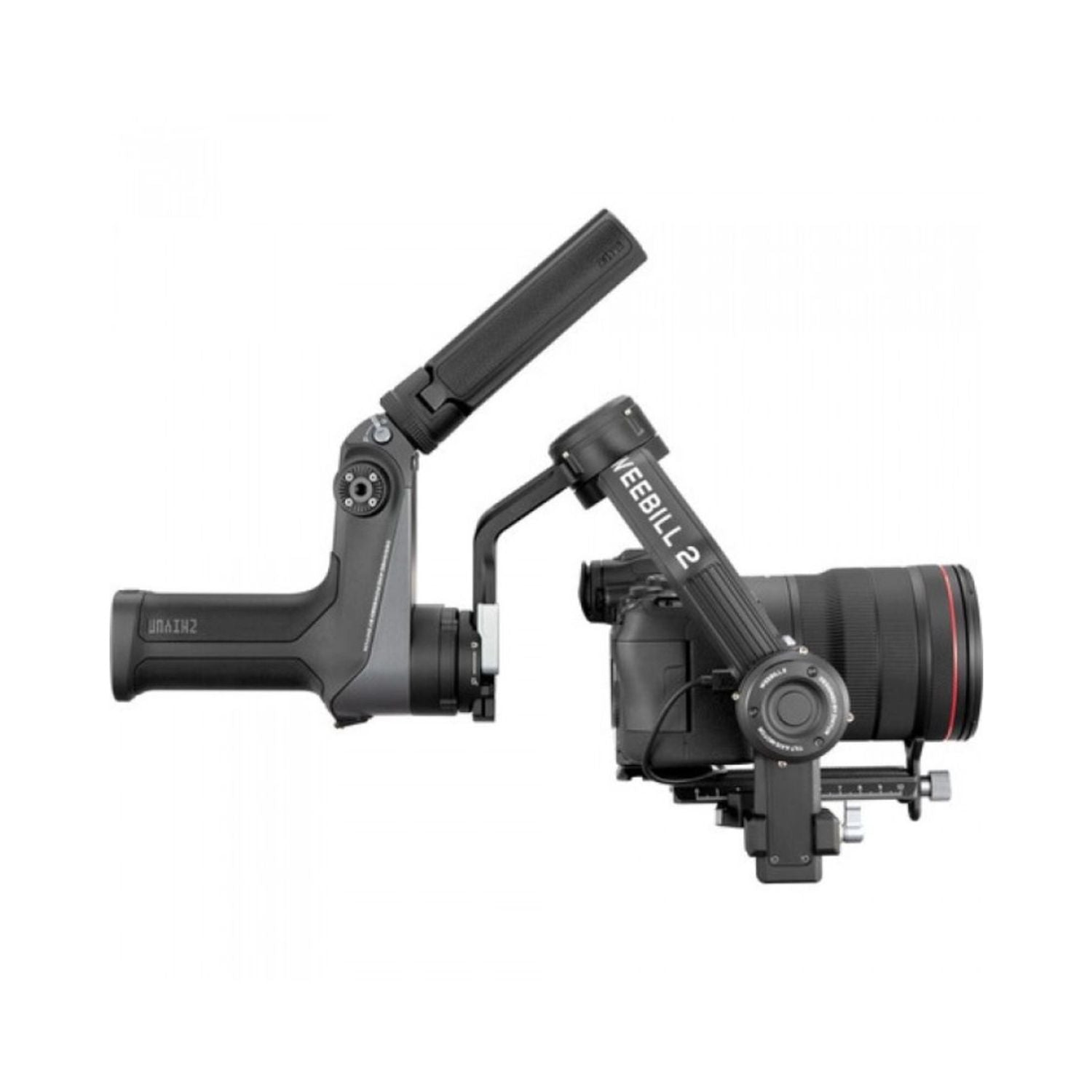 Weebill-2 gimbal stabilizer in compact side angle view, dual arm and base