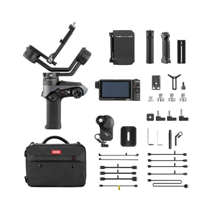 Weebill-2 kit accessories, camera handle, touchscreen monitor, and black storage case