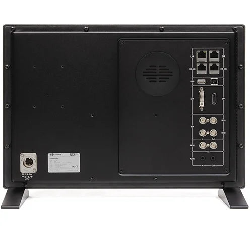 Flanders Scientific DM160 monitor rear panel with labeled video and network ports