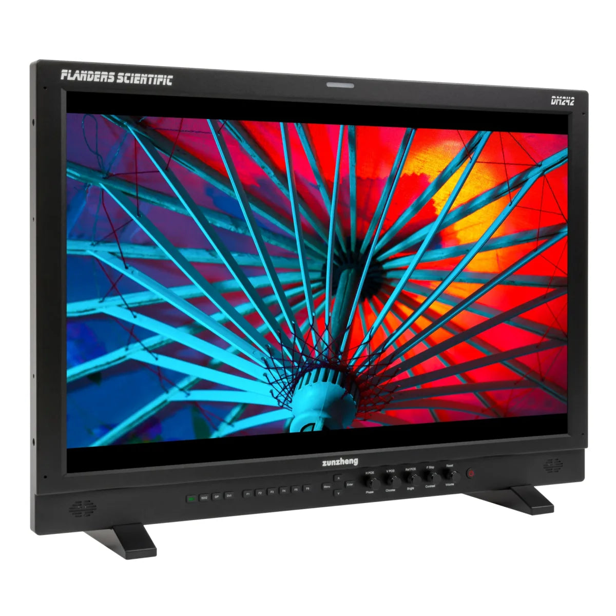 Flanders Scientific DM242 24-inch reference monitor with front controls and two stand feet