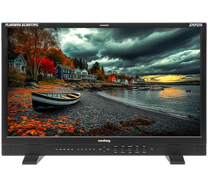 Flanders Scientific XMP270 monitor with scenic image on screen, shown straight on