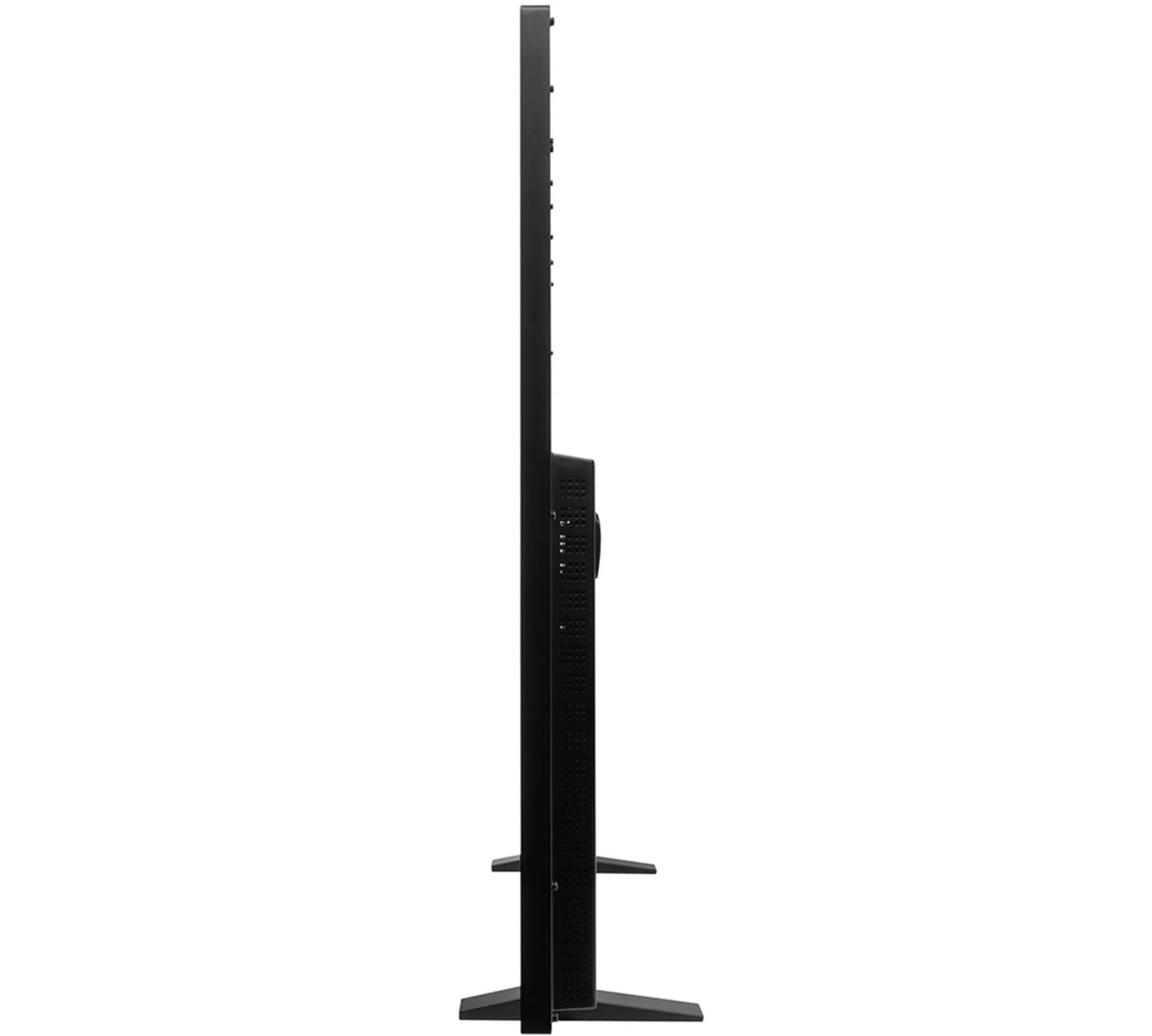 Flanders Scientific XMP551 monitor shown from the side, with slim panel and stand