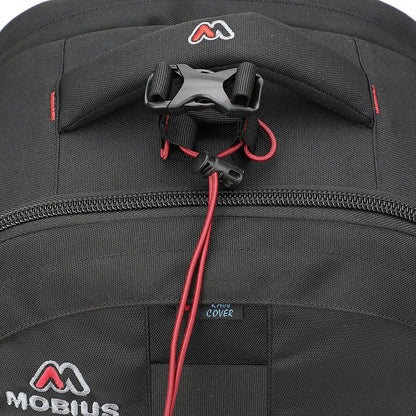 Close-up of the secure flap, buckle and rain cover pocket on the Trendsetter Pro