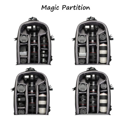 Trendsetter Pro interior divider layouts holding DSLR bodies and lenses
