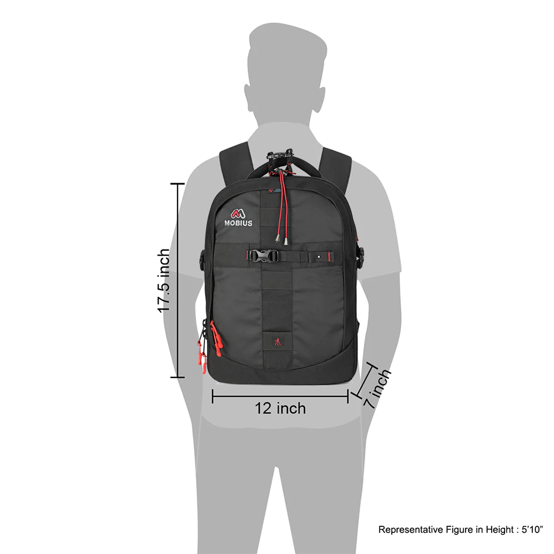 Trendsetter Pro backpack worn by a 5 foot 10 inch model, 17.5 x 12 x 7 inches